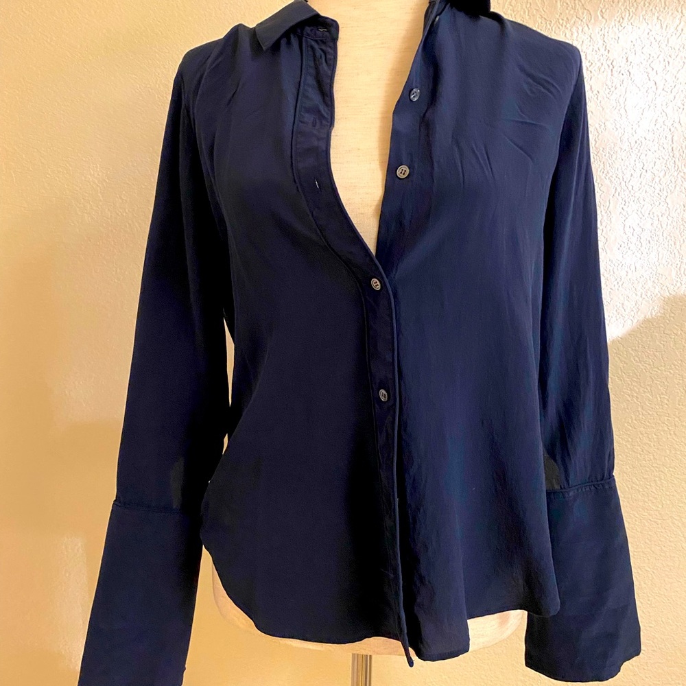Silk blouse in navy